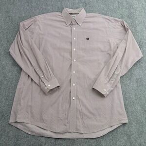 CINCH Shirt Mens XL Red Geometric Print Button Down Long Sleeve Western‎